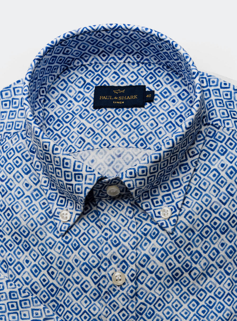 Paul & Shark, Blue Diamond Pattern Cotton Shirt