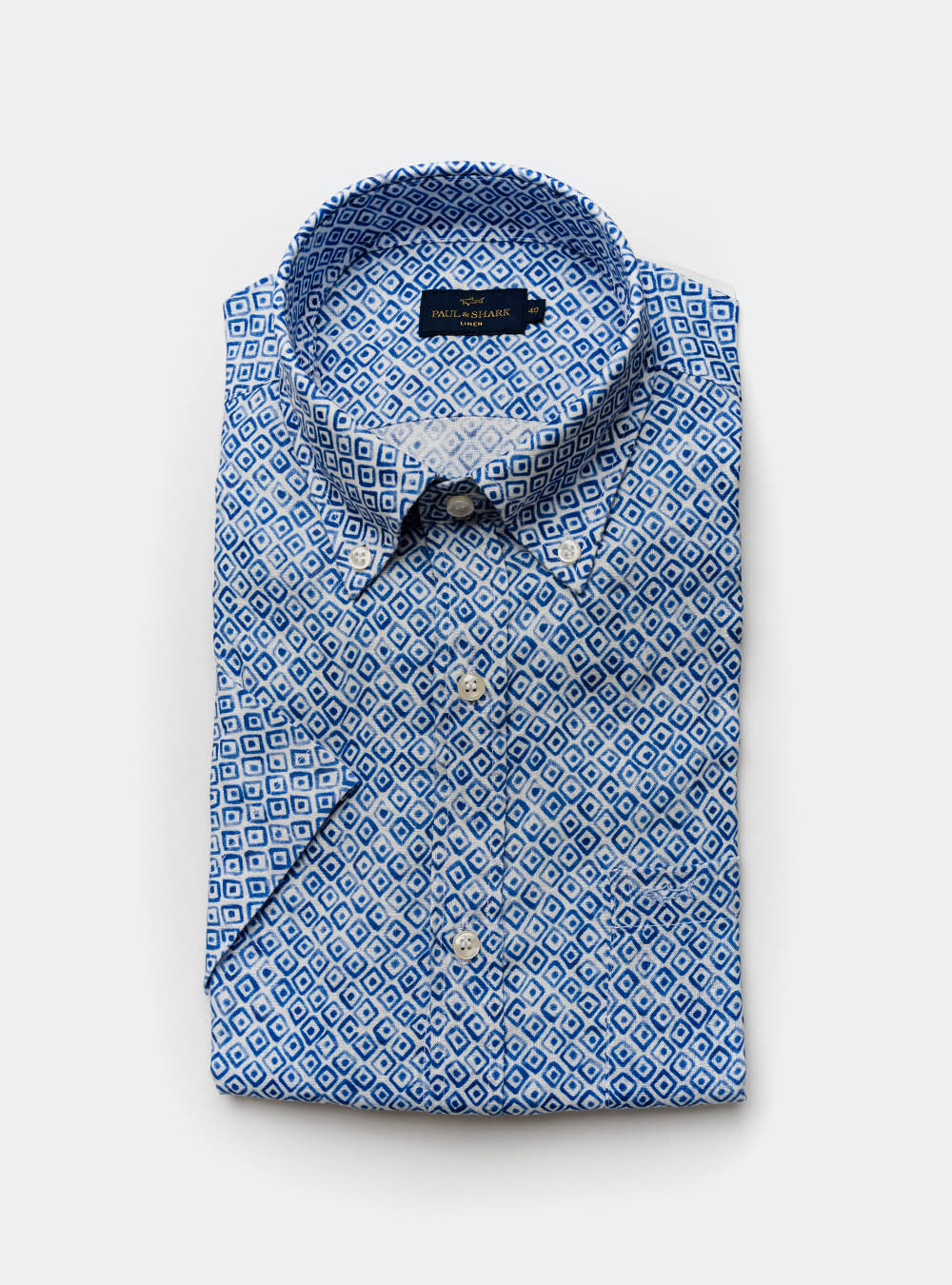 Paul & Shark, Blue Diamond Pattern Cotton Shirt