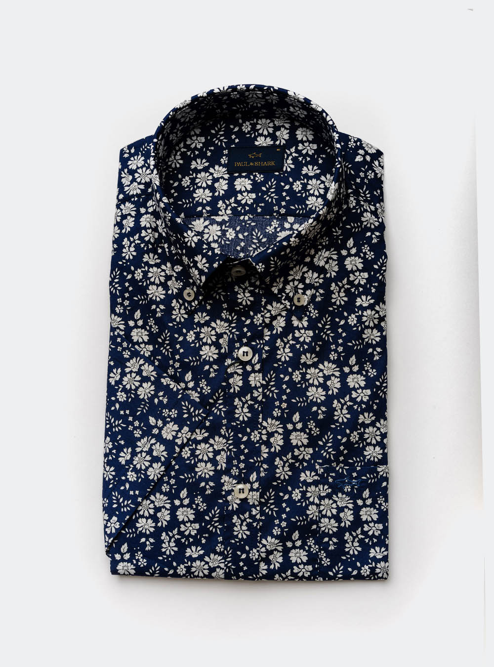 Paul & Shark Navy and White Floral Shirt