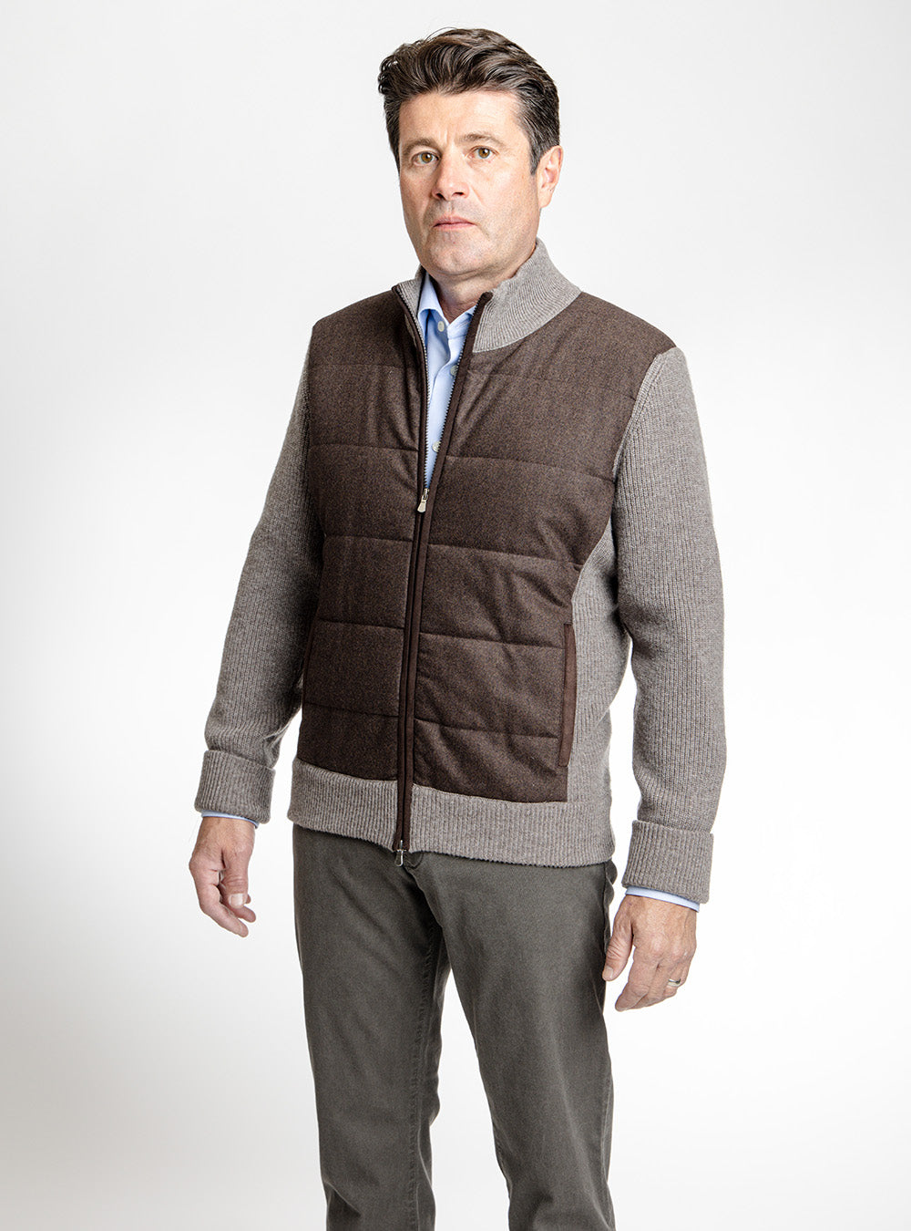 Gran Sasso Brown & Tan Quilted Front Jacket