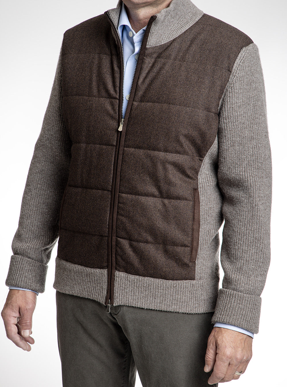 Gran Sasso Brown & Tan Quilted Front Jacket