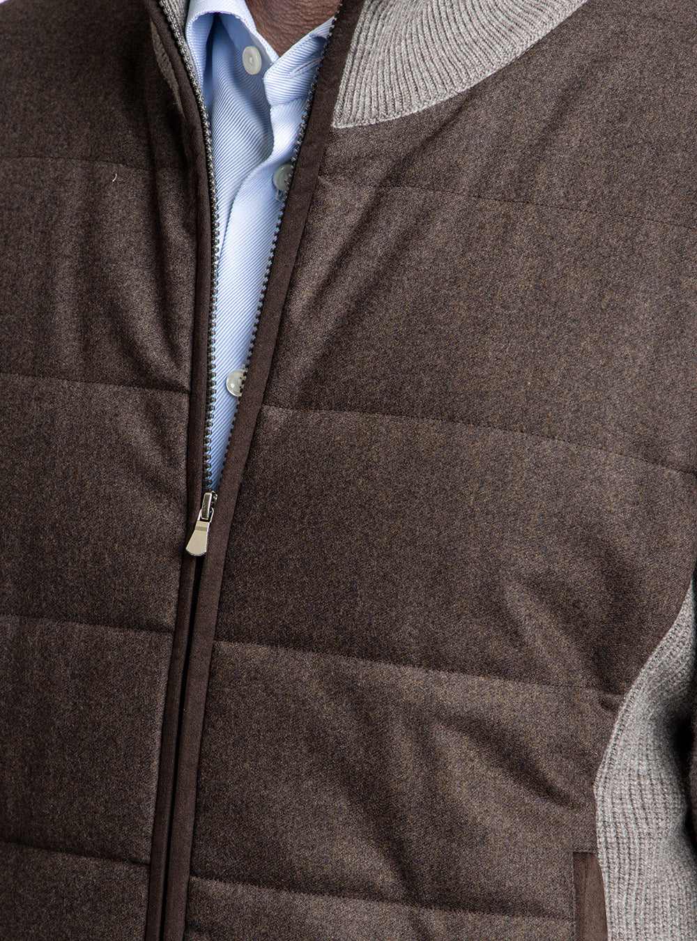 Gran Sasso Brown & Tan Quilted Front Jacket