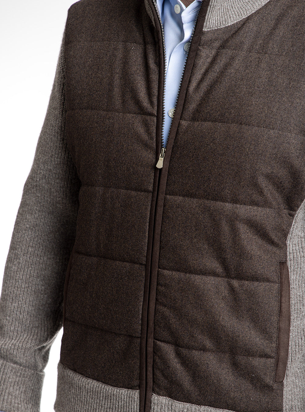 Gran Sasso Brown & Tan Quilted Front Jacket