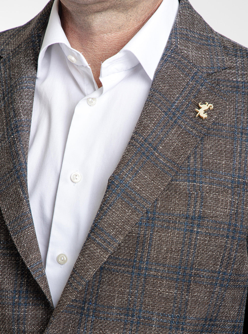 Tombolini Mid-Tan & Marine Blue Double Check Sport Jacket