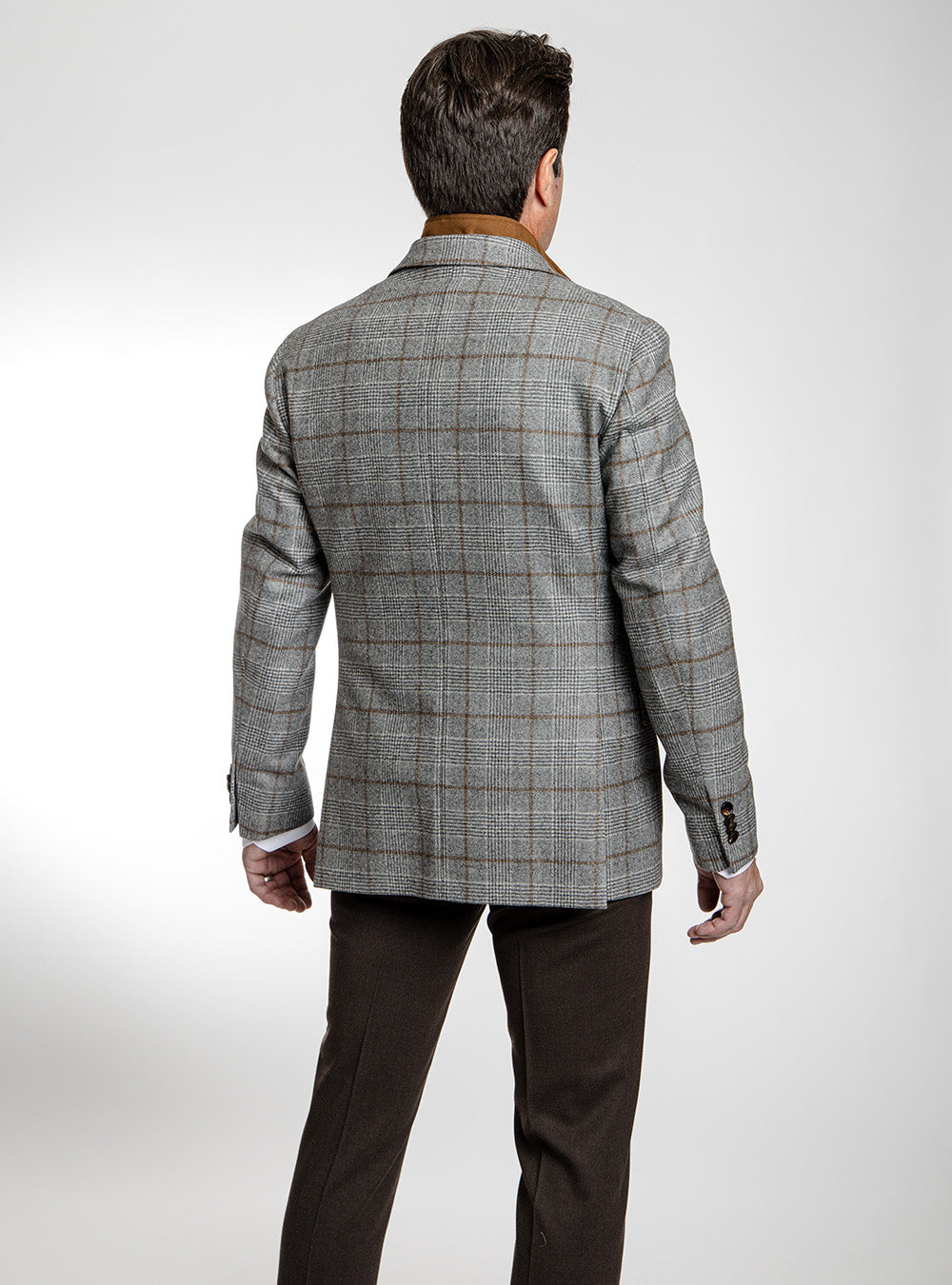 Luigi Bianchi Mid-Grey Plaid & Tabacco Overcheck Sport Jacket