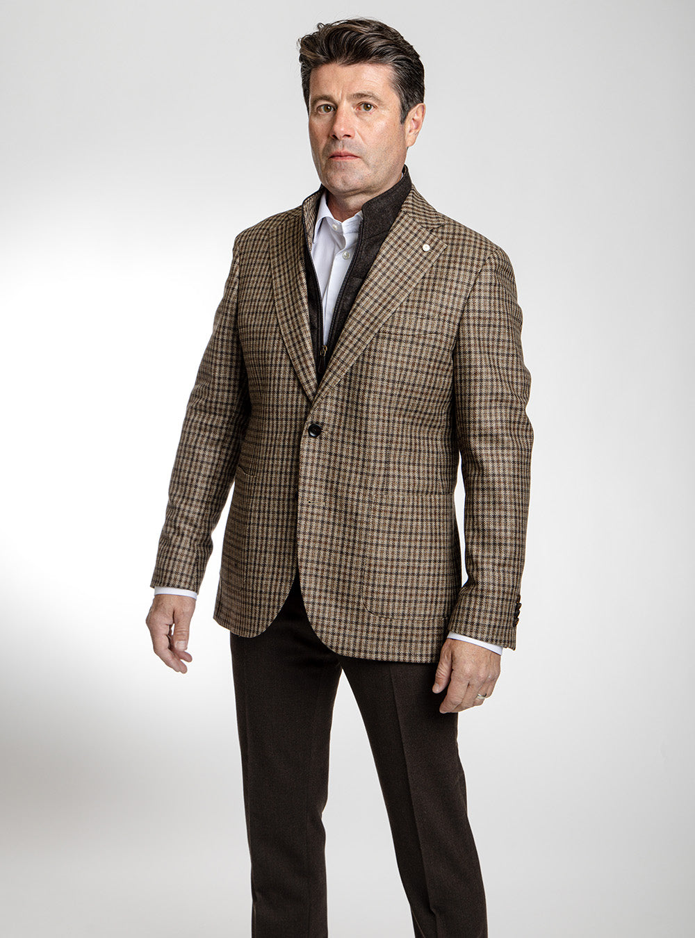 Luigi Bianchi Brown Shepperd Check Sport Jacket