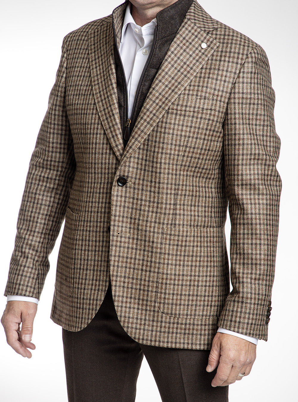 Luigi Bianchi Brown Shepperd Check Sport Jacket