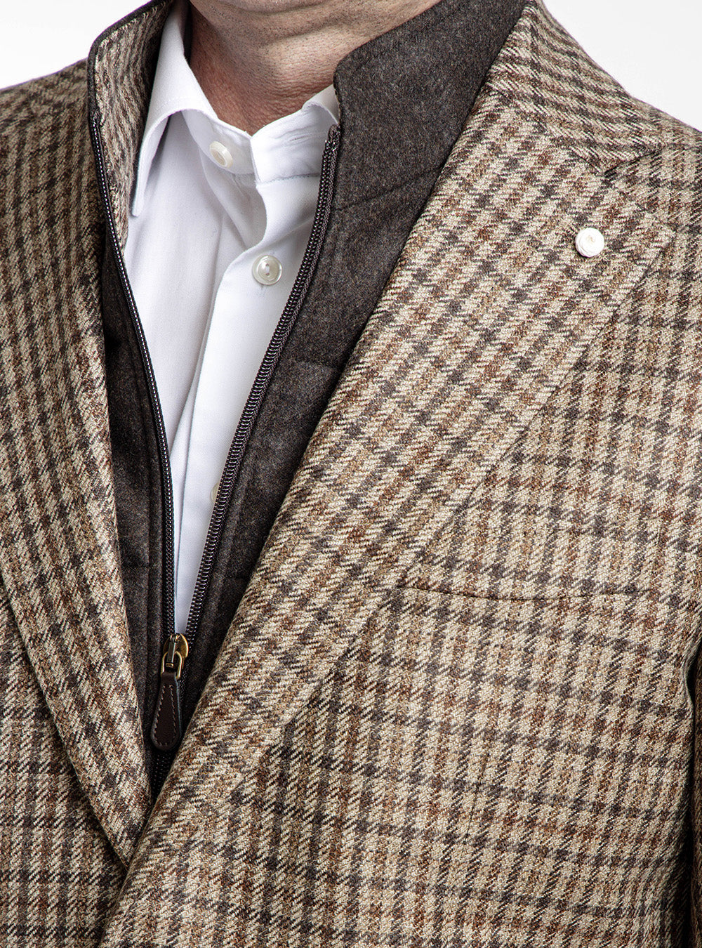 Luigi Bianchi Brown Shepperd Check Sport Jacket