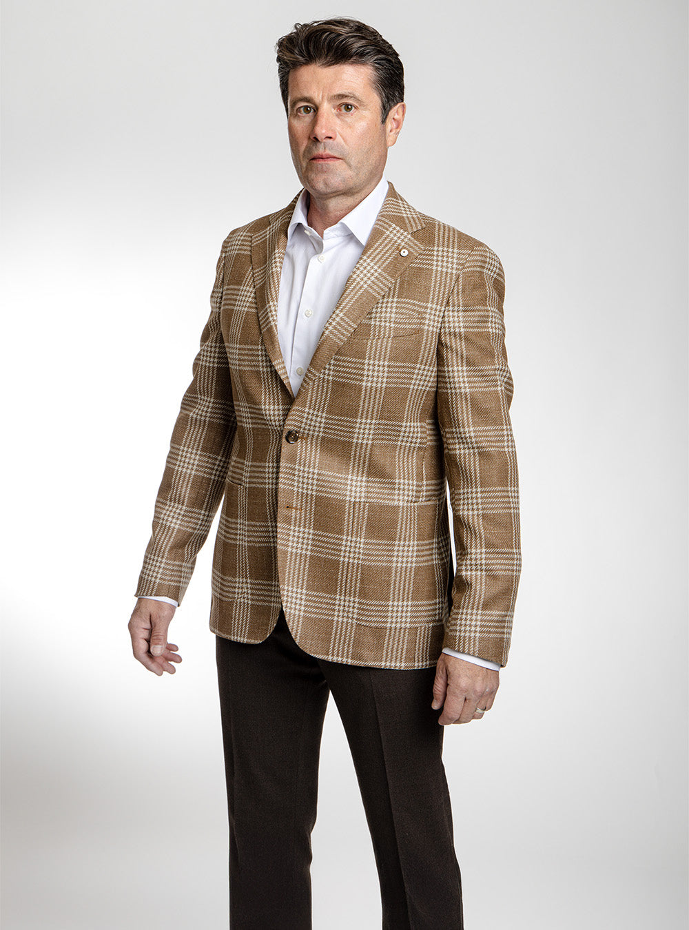 L.B.M. 1911 Nutmeg & Winter White Double Check Sport Coat