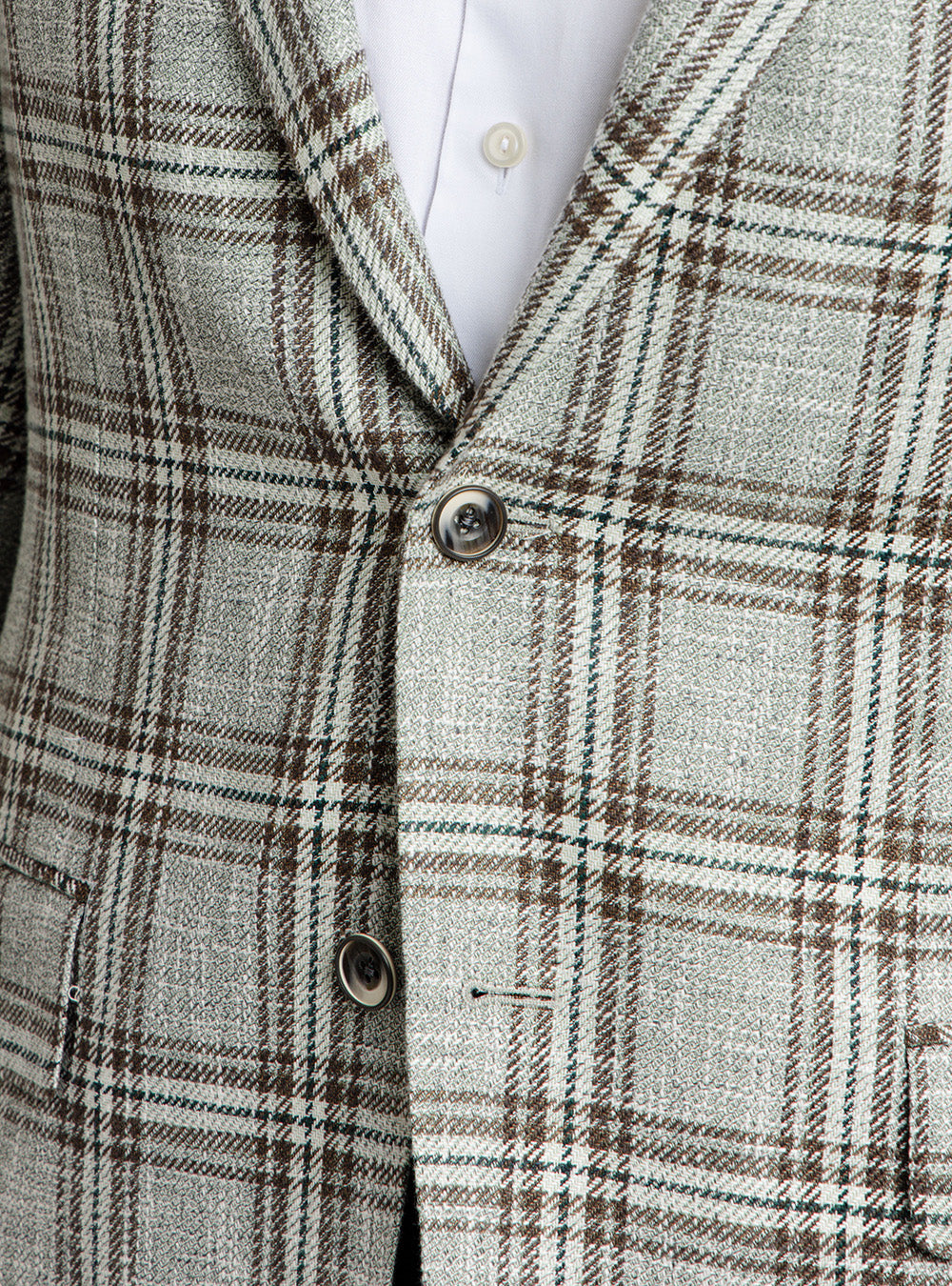 Samuelsohn Pale Mint Green & Hickory Double Check Sport Coat
