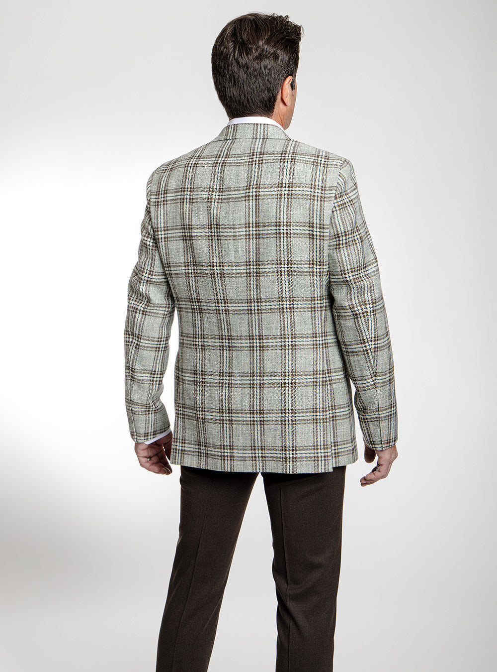 Samuelsohn Pale Mint Green & Hickory Double Check Sport Coat