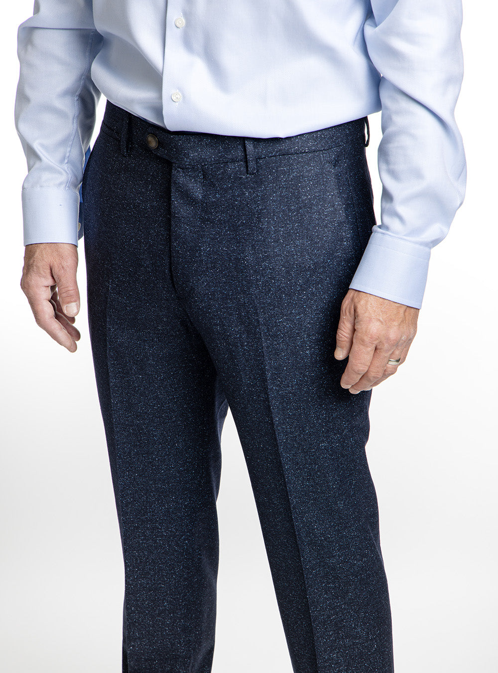 Berwich Navy Blue Donegal Textured Pants
