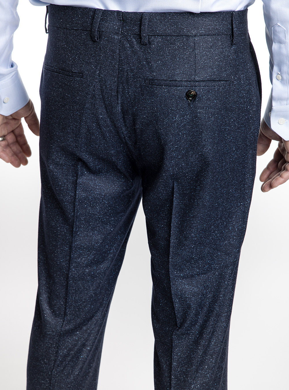 Berwich Navy Blue Donegal Textured Pants