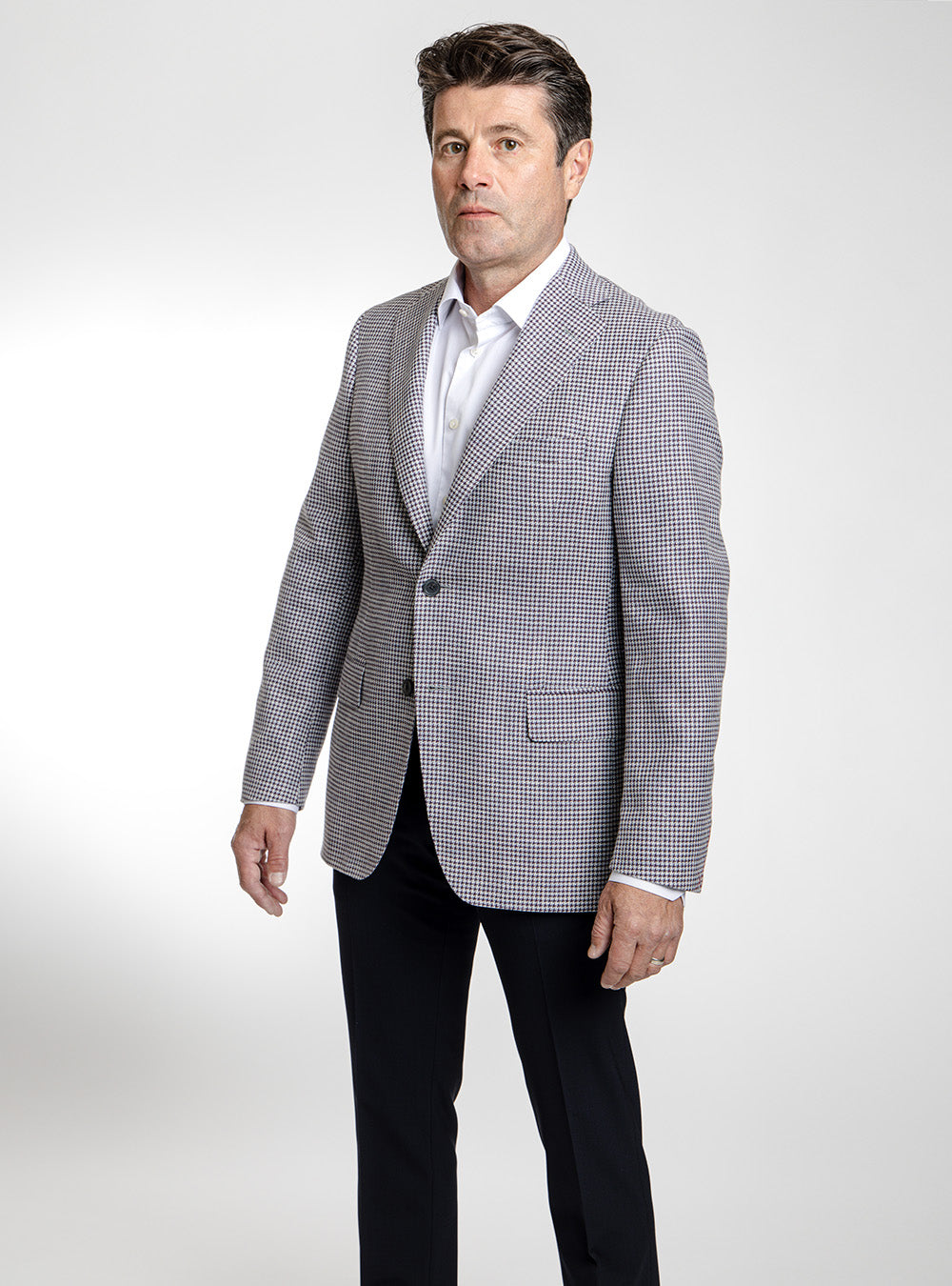 Samuelsohn Maroon & Wine Houndstooth Sport Coat