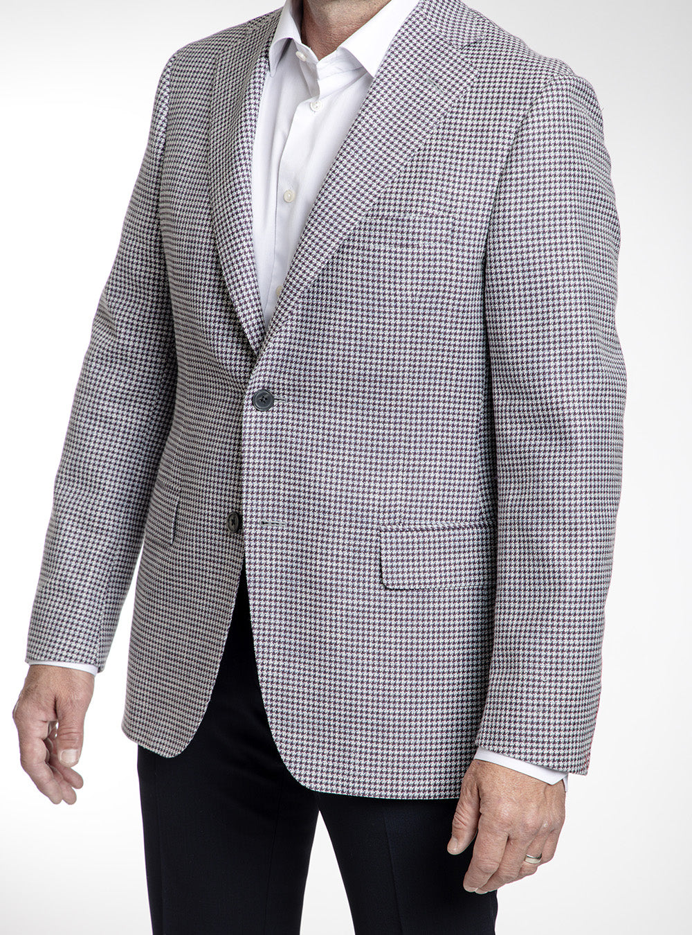Samuelsohn Maroon & Wine Houndstooth Sport Coat