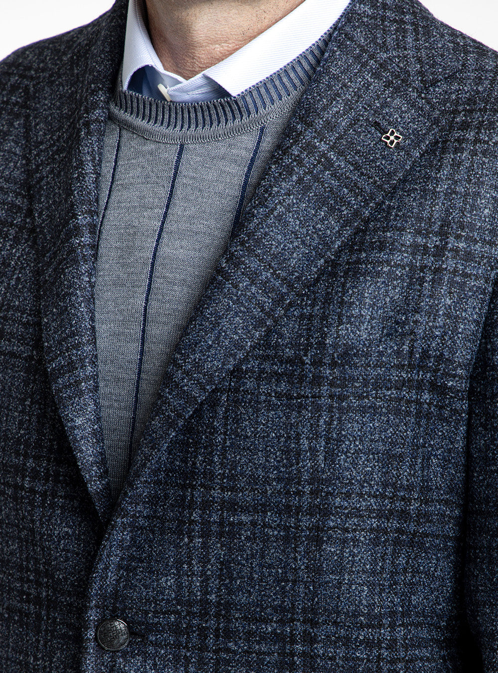 Tagliatore Navy & Mid-Blue Soft Check Flannel Sport Coat