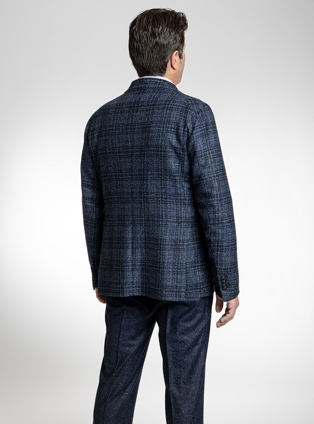 Tagliatore Navy & Mid-Blue Soft Check Flannel Sport Coat