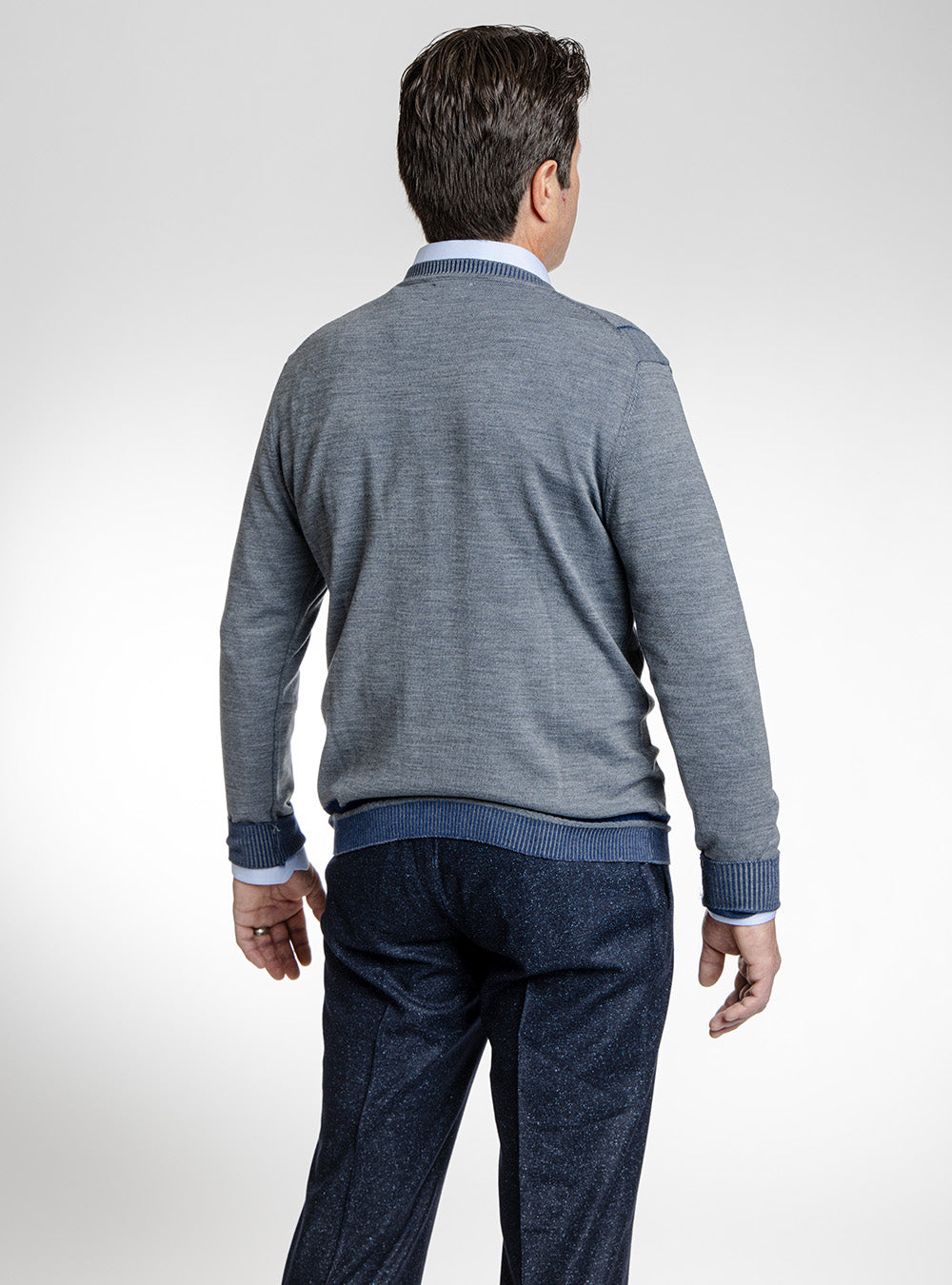 BOB Grey & Blue Lightweight Stripe Crewneck