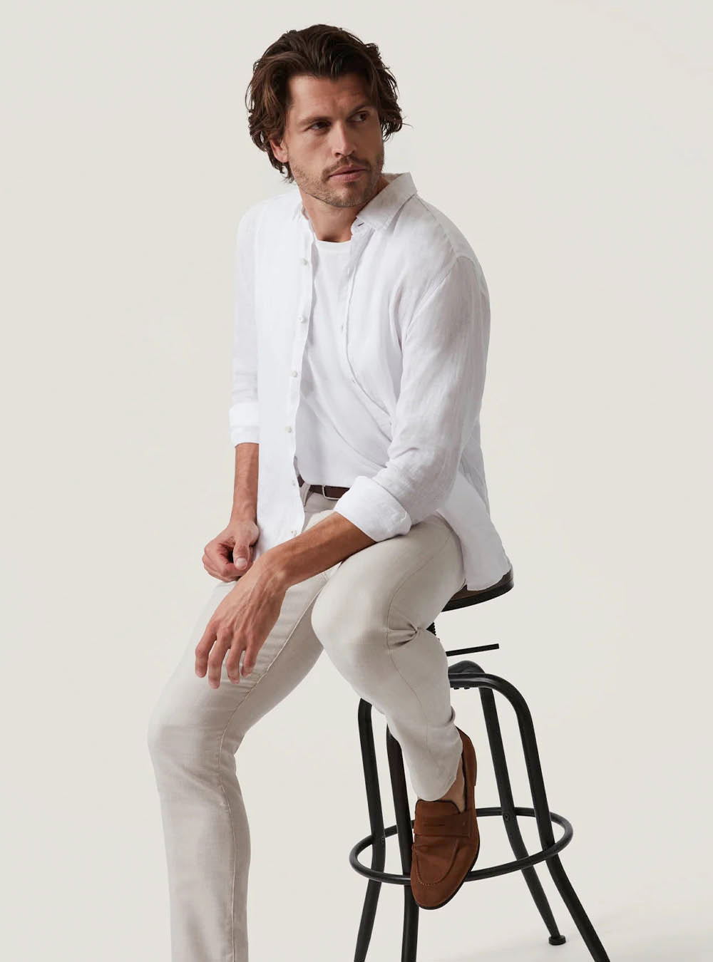 34 Heritage Courage Straight Leg Pants - Cream Cross Twill