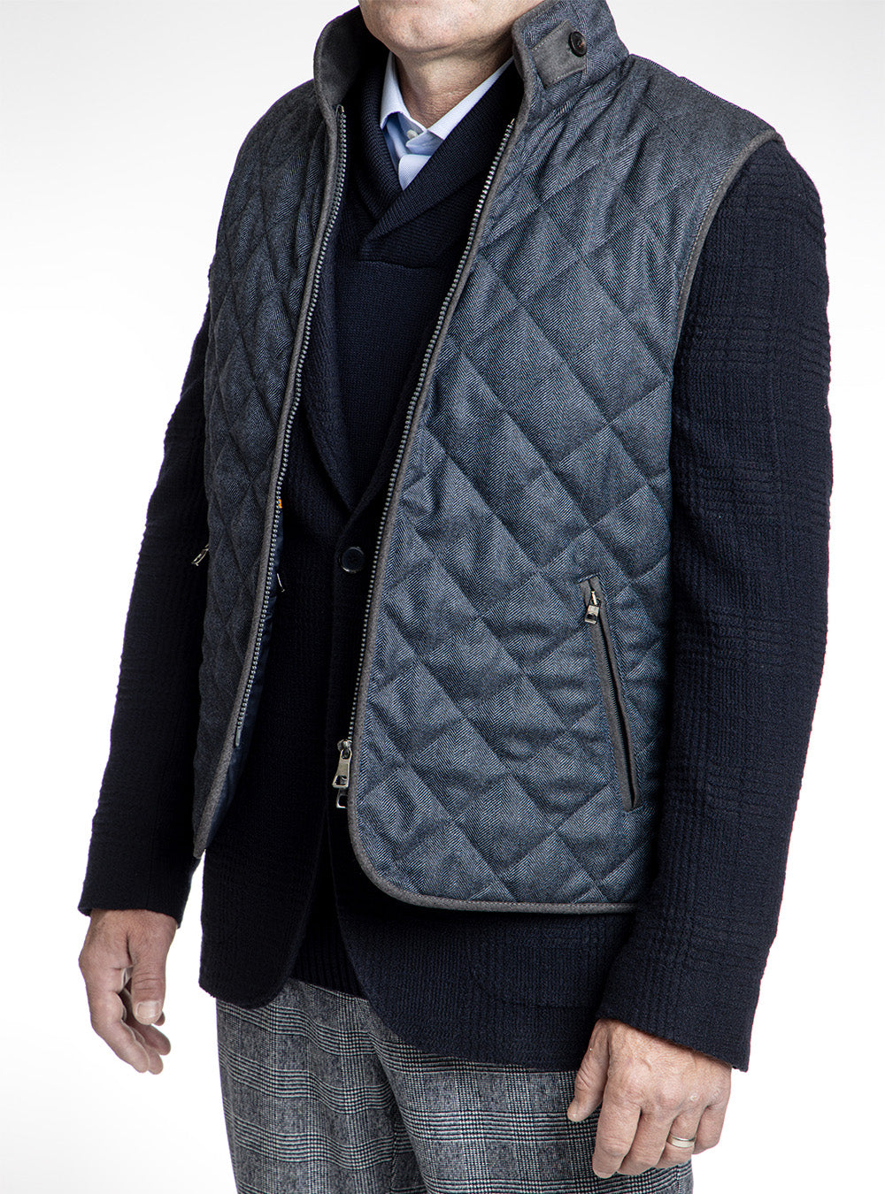Waterville Blue Full Zip Quilted Wool Vest
