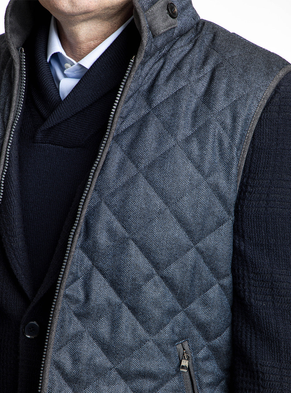 Waterville Blue Full Zip Quilted Wool Vest