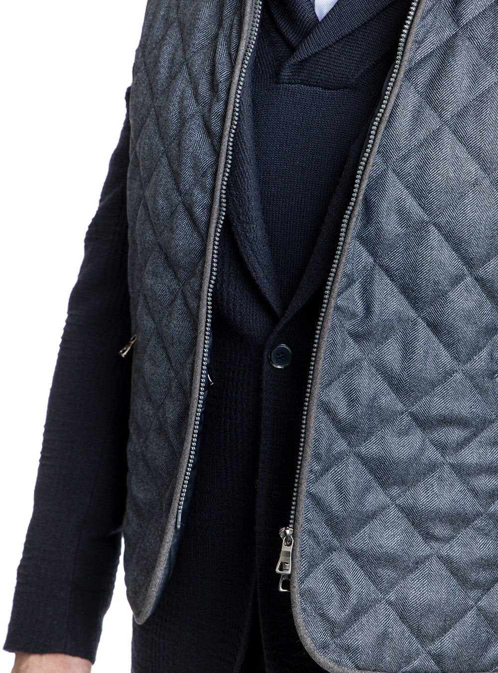 Waterville Blue Full Zip Quilted Wool Vest