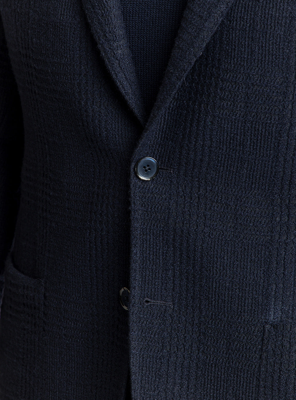 L.B.M. 1911 Navy Blue Woven Check Sport Coat