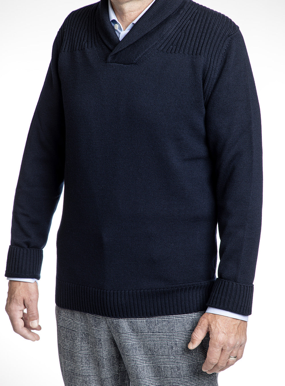 Ferrante Navy Blue Wool Cowl Neck Pullover