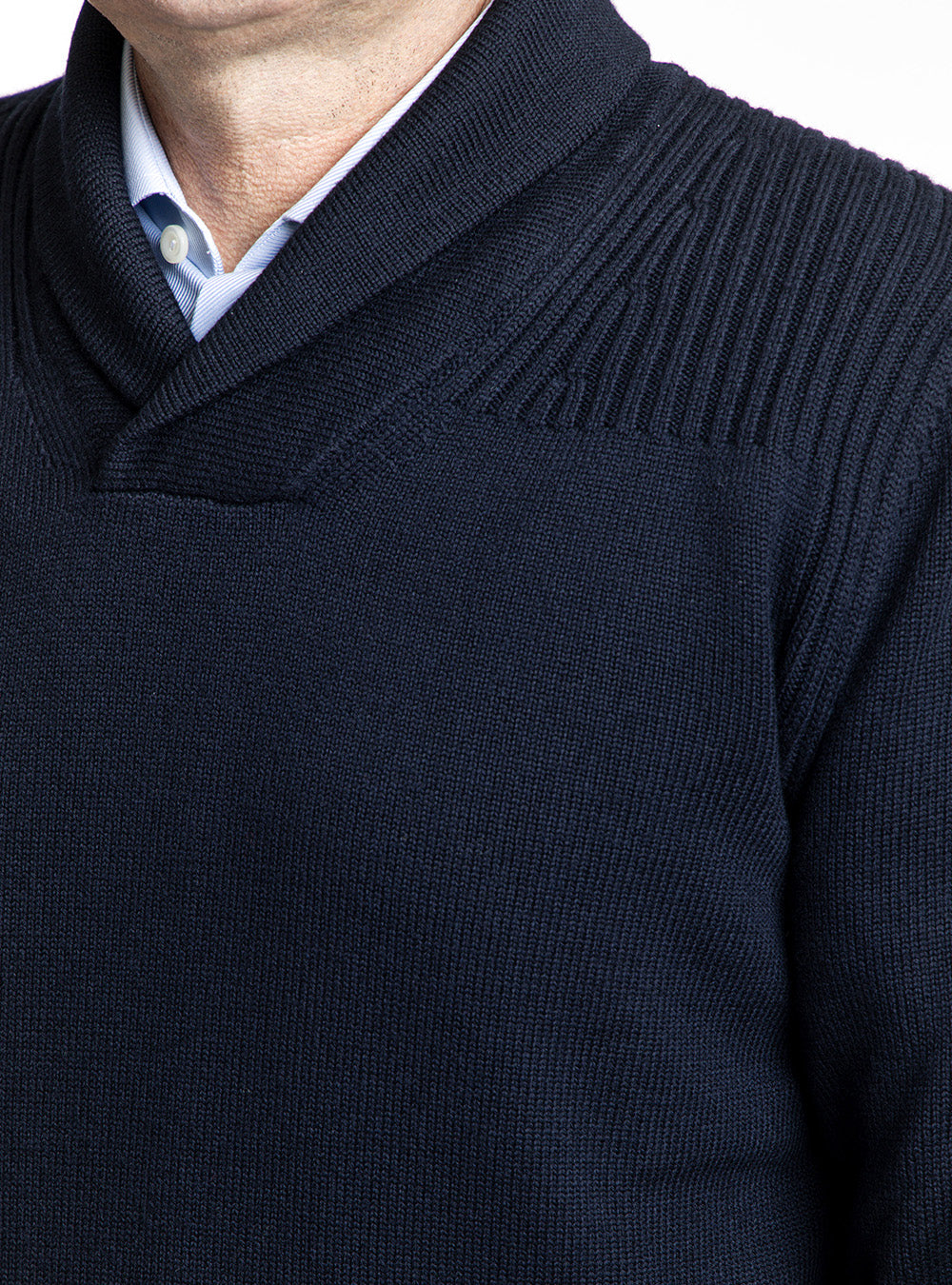 Ferrante Navy Blue Wool Cowl Neck Pullover