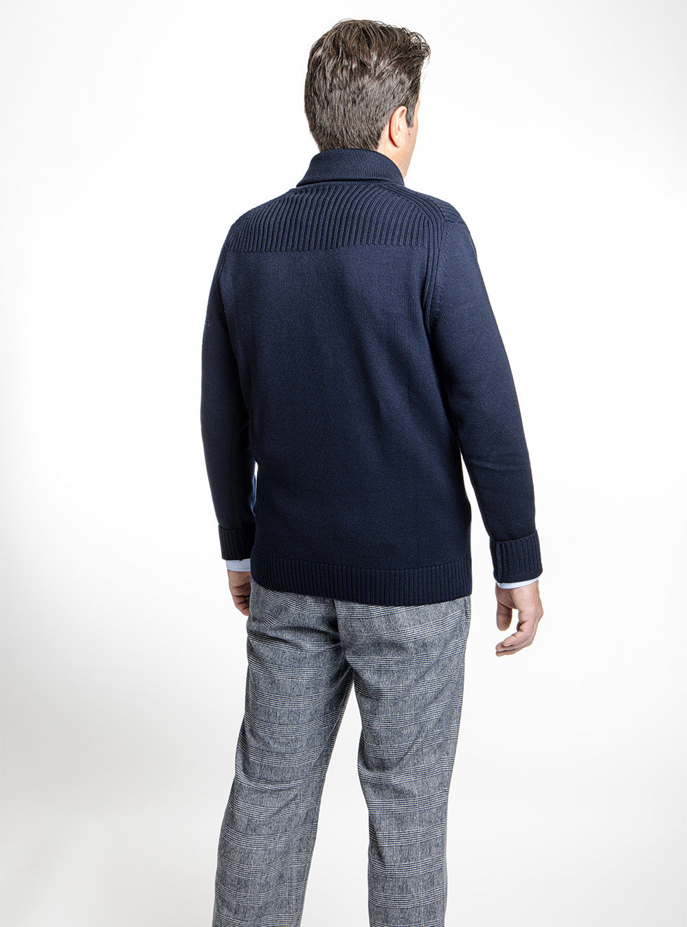 Ferrante Navy Blue Wool Cowl Neck Pullover