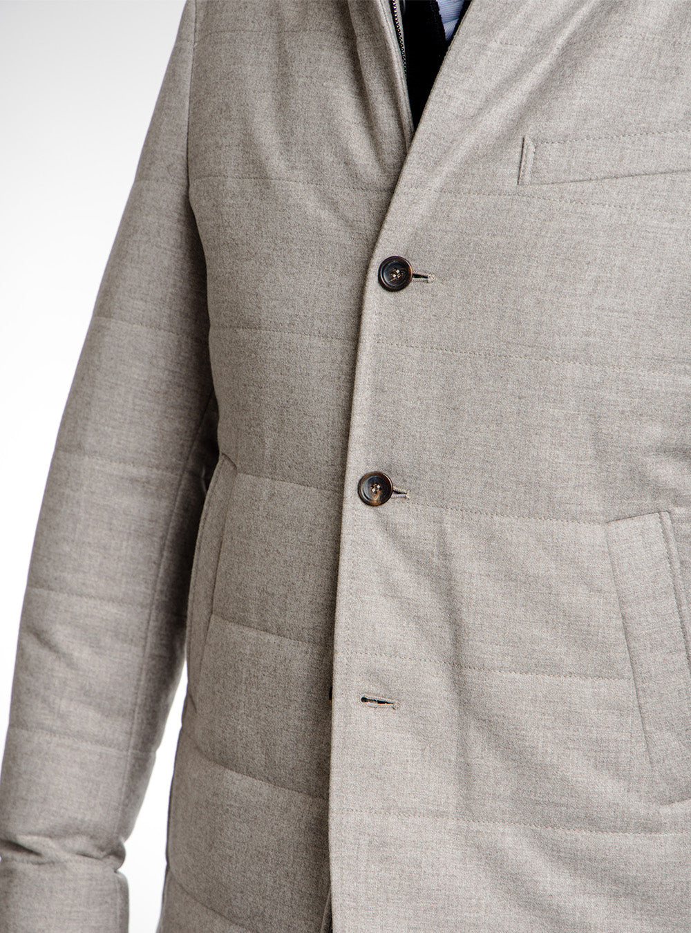 Tardia Light Grey Wool Flannel Quilted Coat