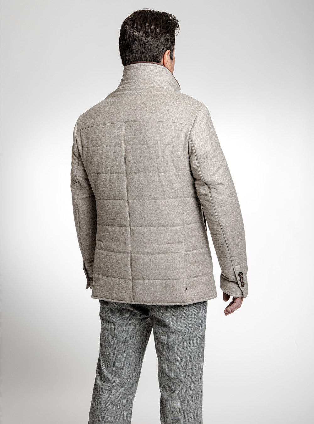 Tardia Light Grey Wool Flannel Quilted Coat