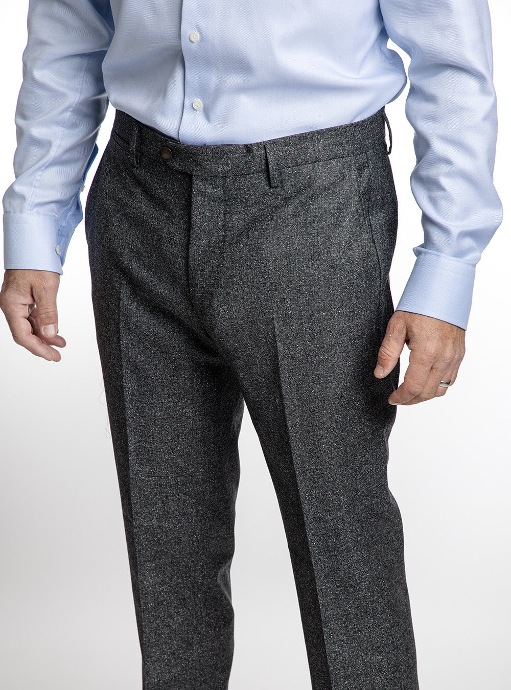 Berwich Charcoal Grey Donegal Textured Pants