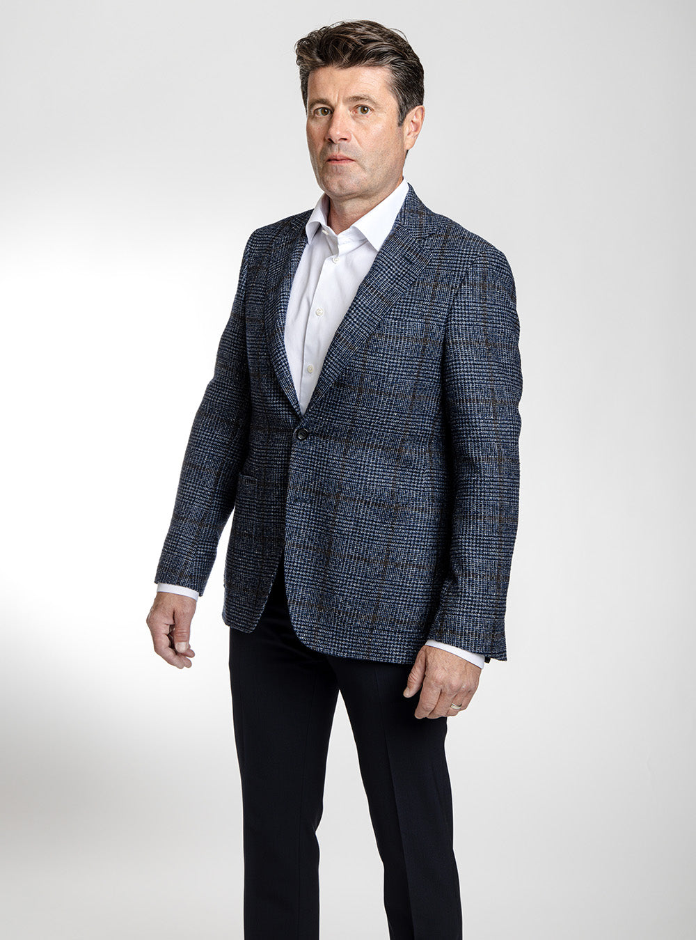 Canali Mid-Blue & Brown Prince of Whales Check Sport Jacket