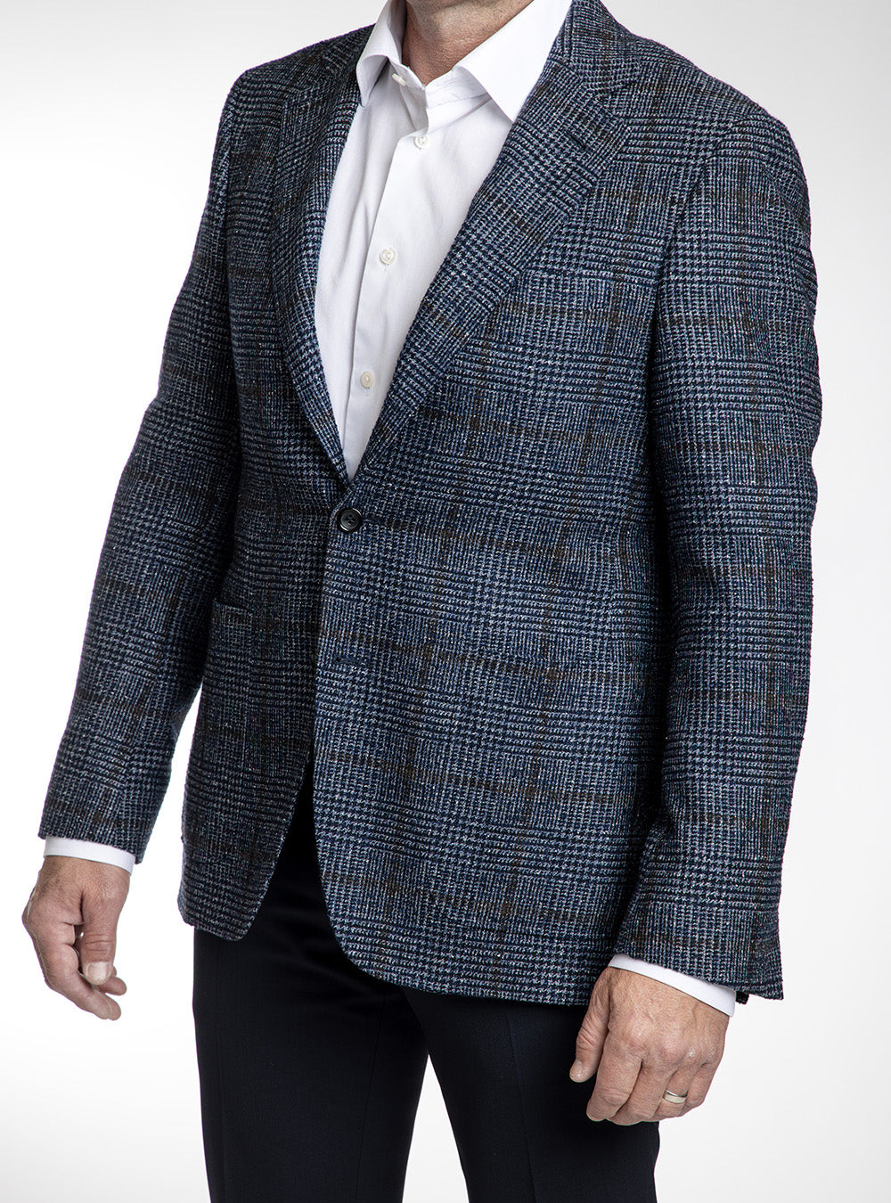 Canali Mid-Blue & Brown Prince of Whales Check Sport Jacket