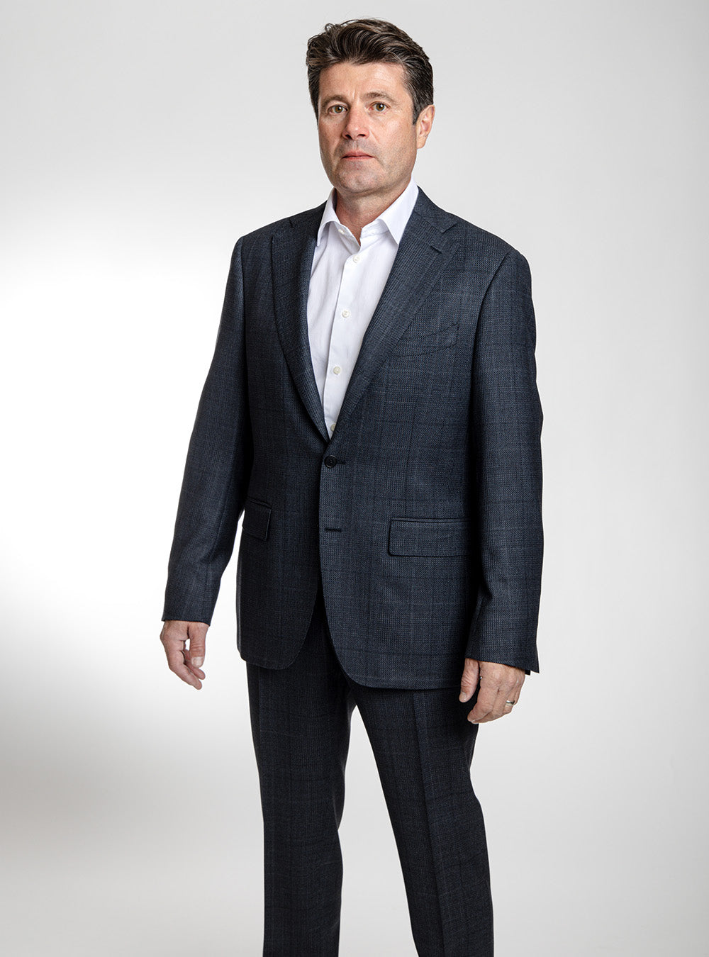 Canali Dark Blue Woven Check Suit