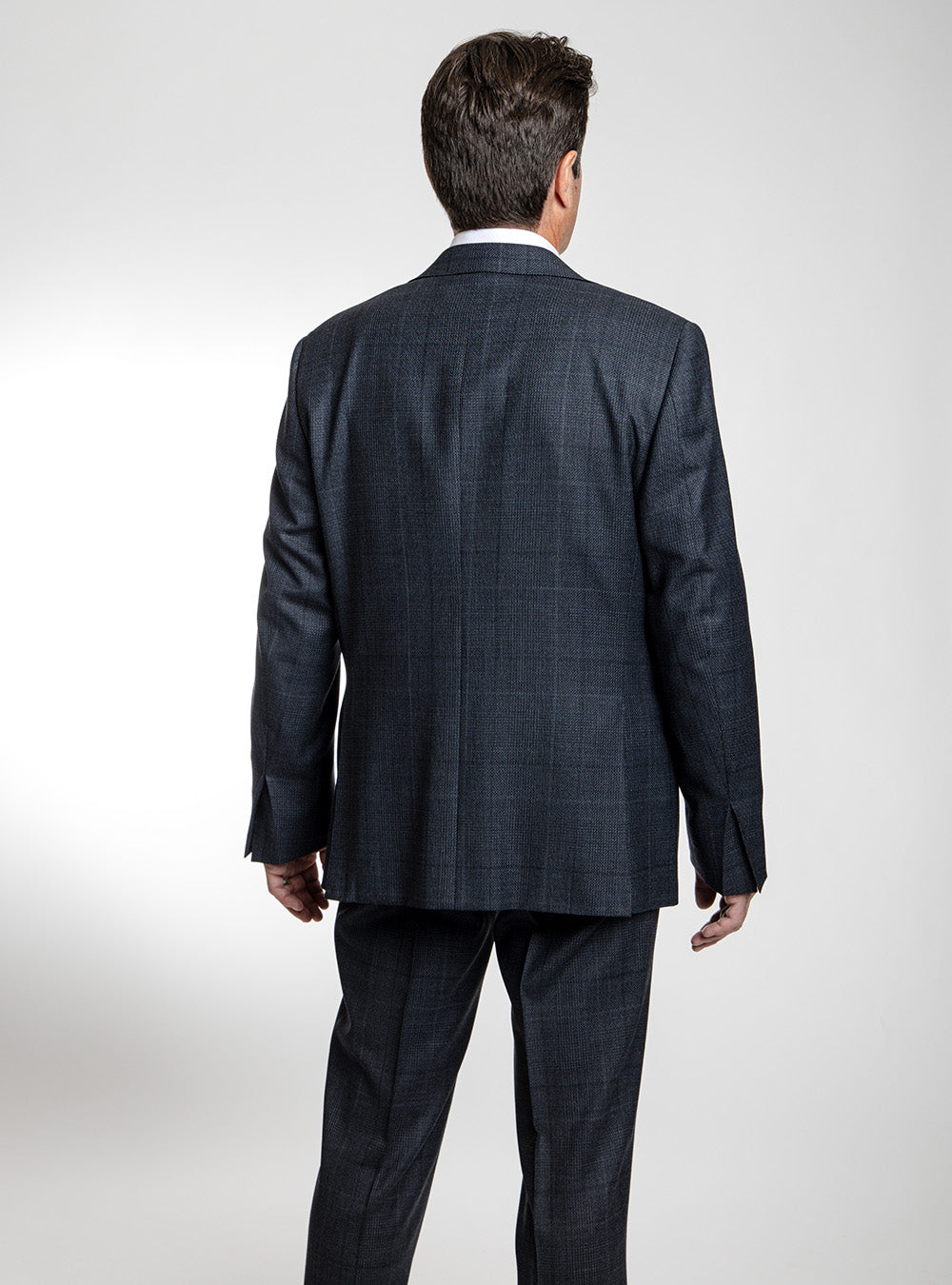 Canali Dark Blue Woven Check Suit