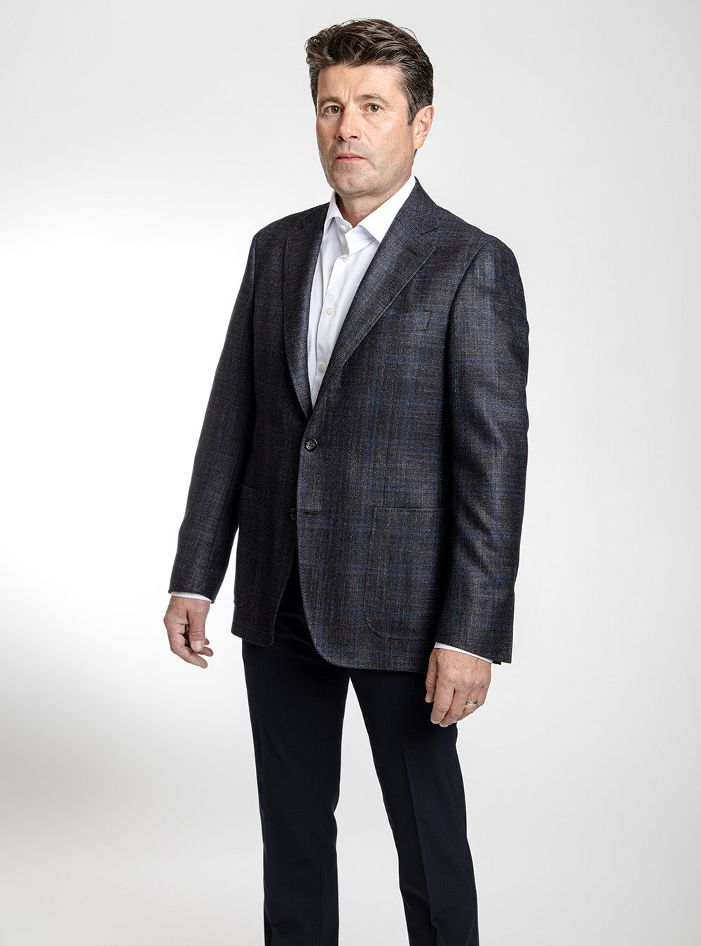 Canali Grey, Blue & Brown Overcheck Sport Jacket