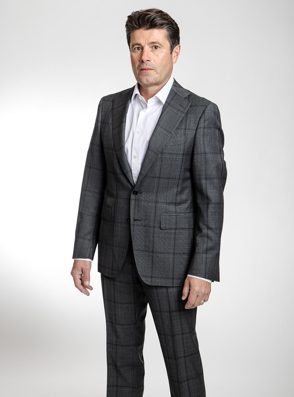 Canali Mid-Grey & Dark Grey Windowpane Check Suit