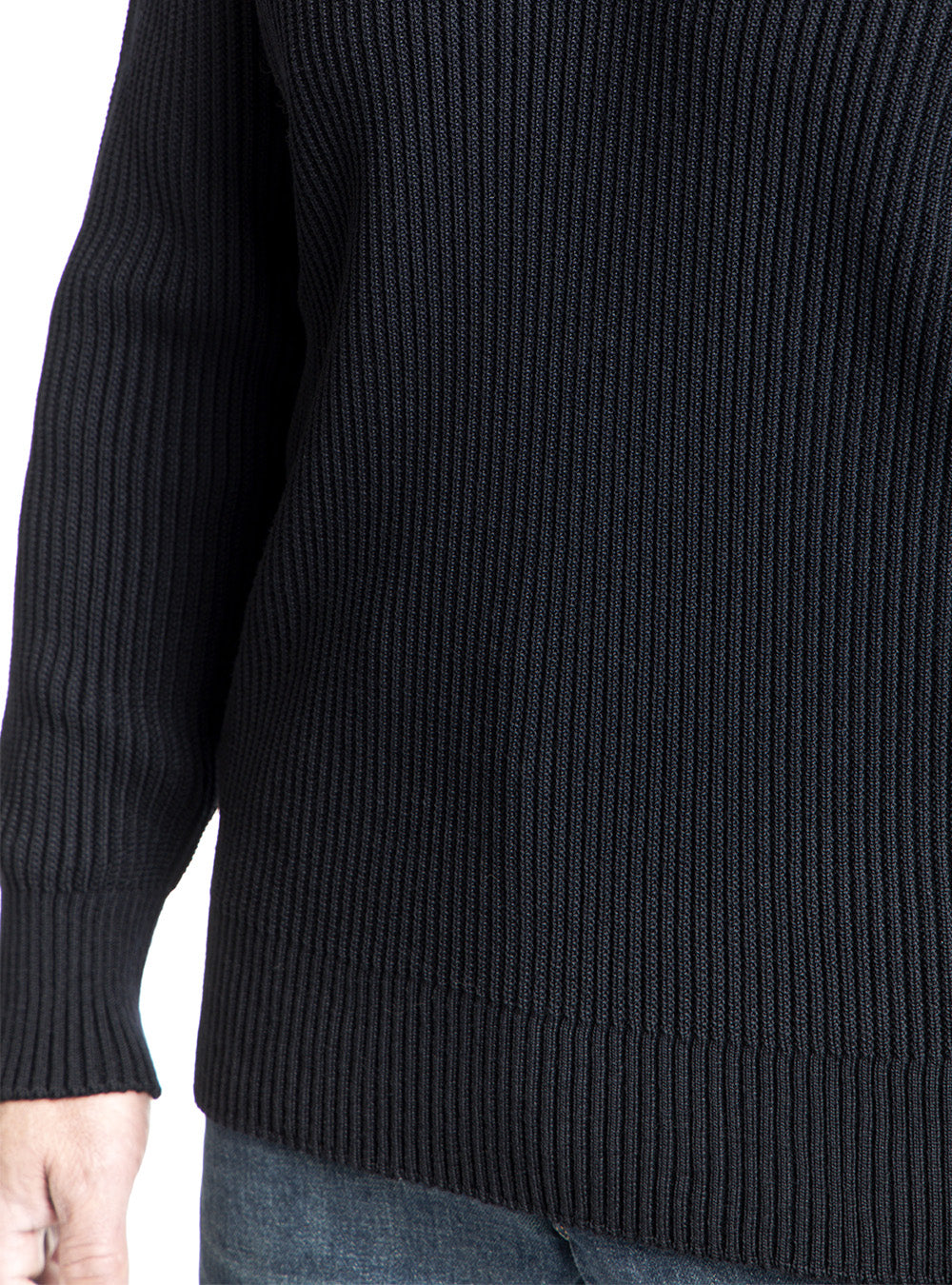 S.N.S. Herning Black Tight Cable Knit Quarter Zip Sweater – O