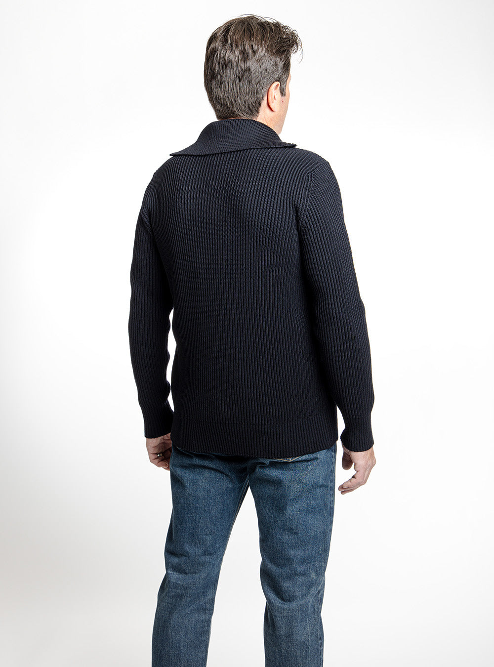 S.N.S. Herning Black Tight Cable Knit Quarter Zip Sweater – O