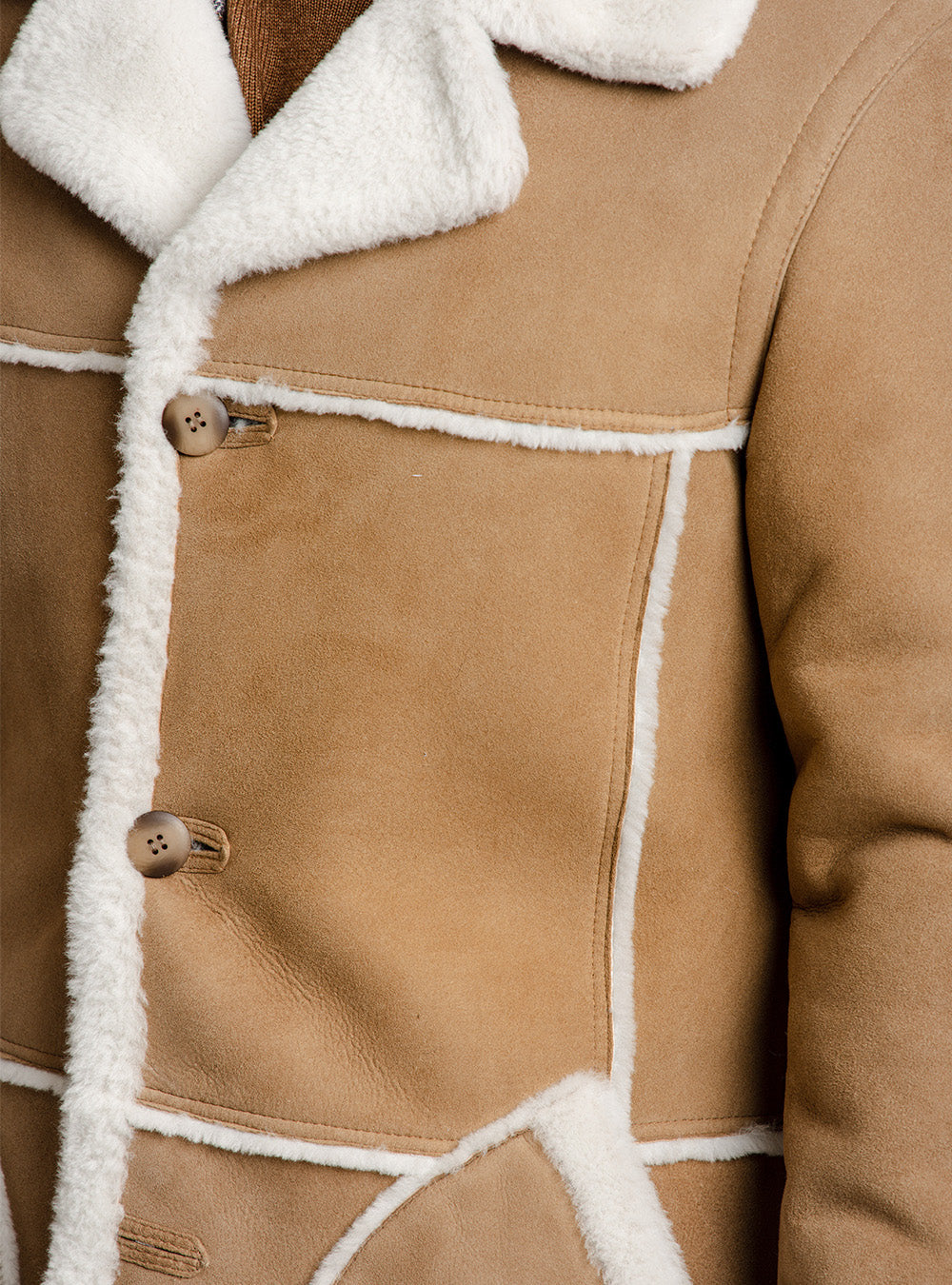 Hiso Caramel Brown Suede Double Faced Sheepskin Jacket