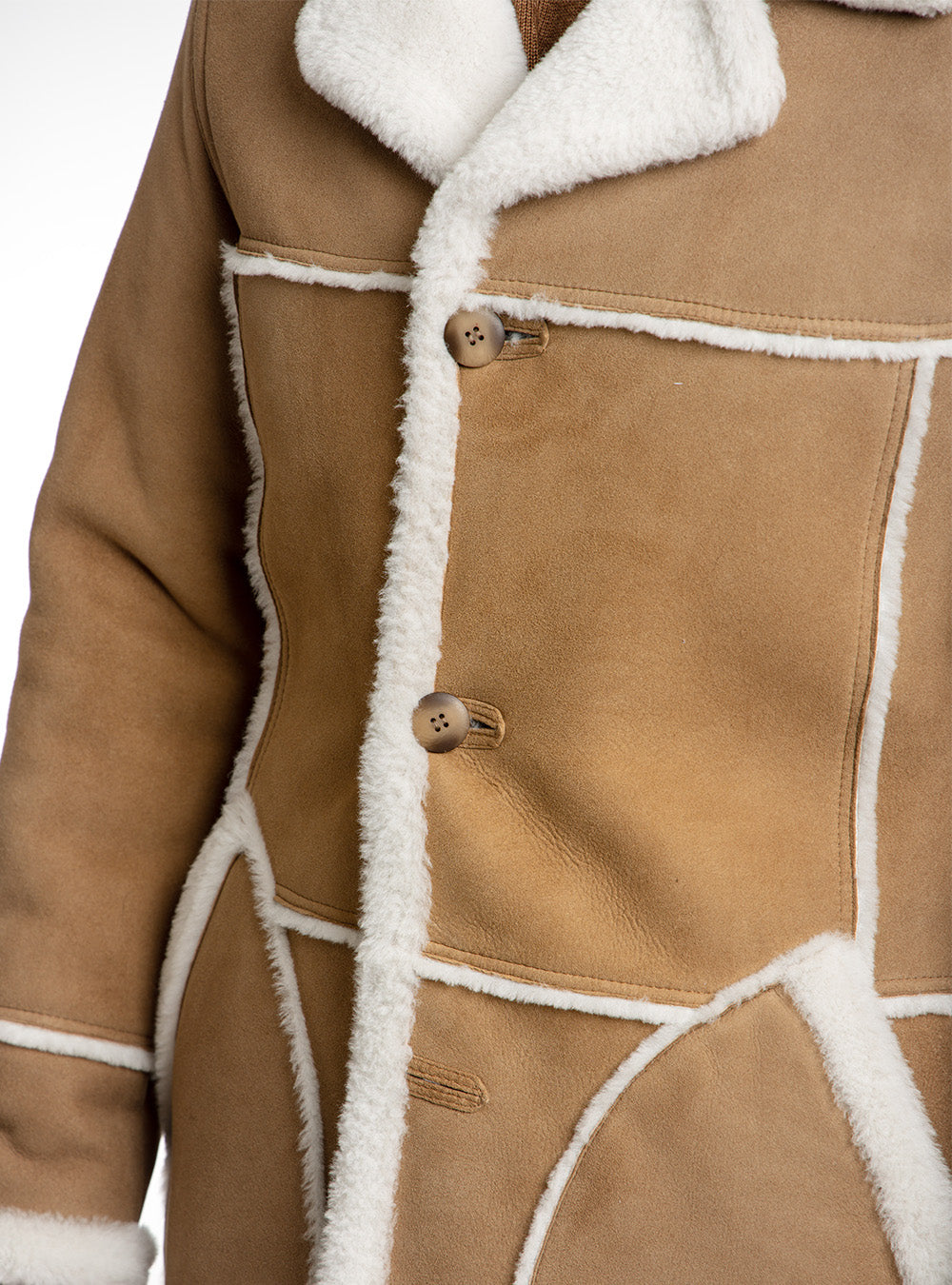 Hiso Caramel Brown Suede Double Faced Sheepskin Jacket
