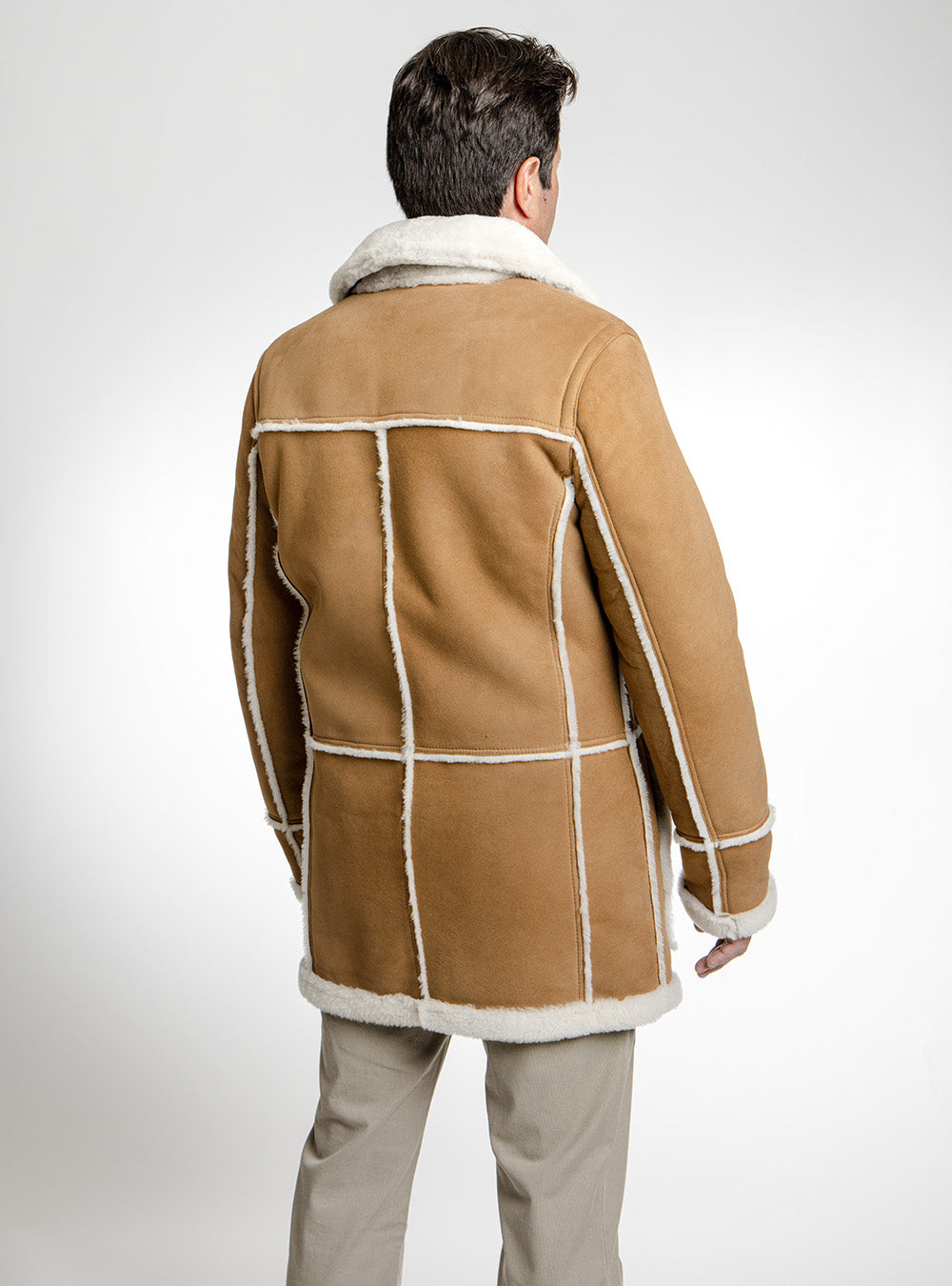 Hiso Caramel Brown Suede Double Faced Sheepskin Jacket