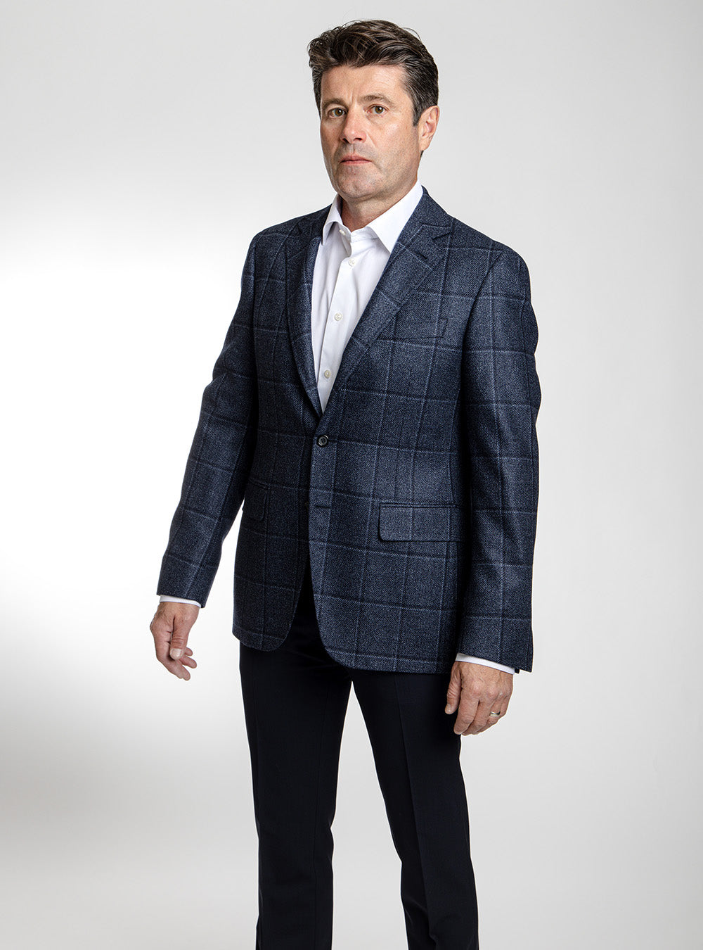 Canali Two-Tone Blue Windowpane Check Sport Jacket