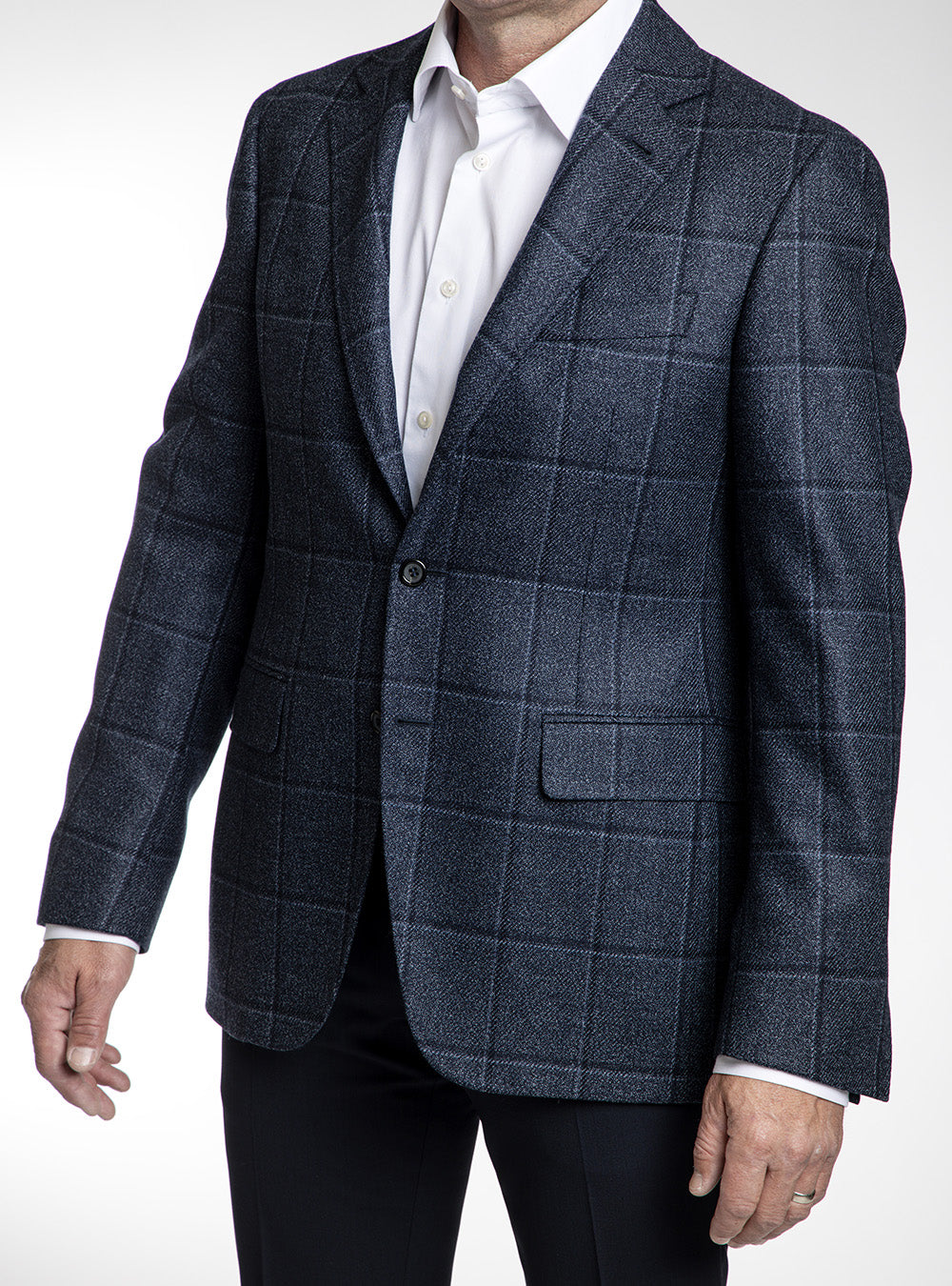 Canali Two-Tone Blue Windowpane Check Sport Jacket
