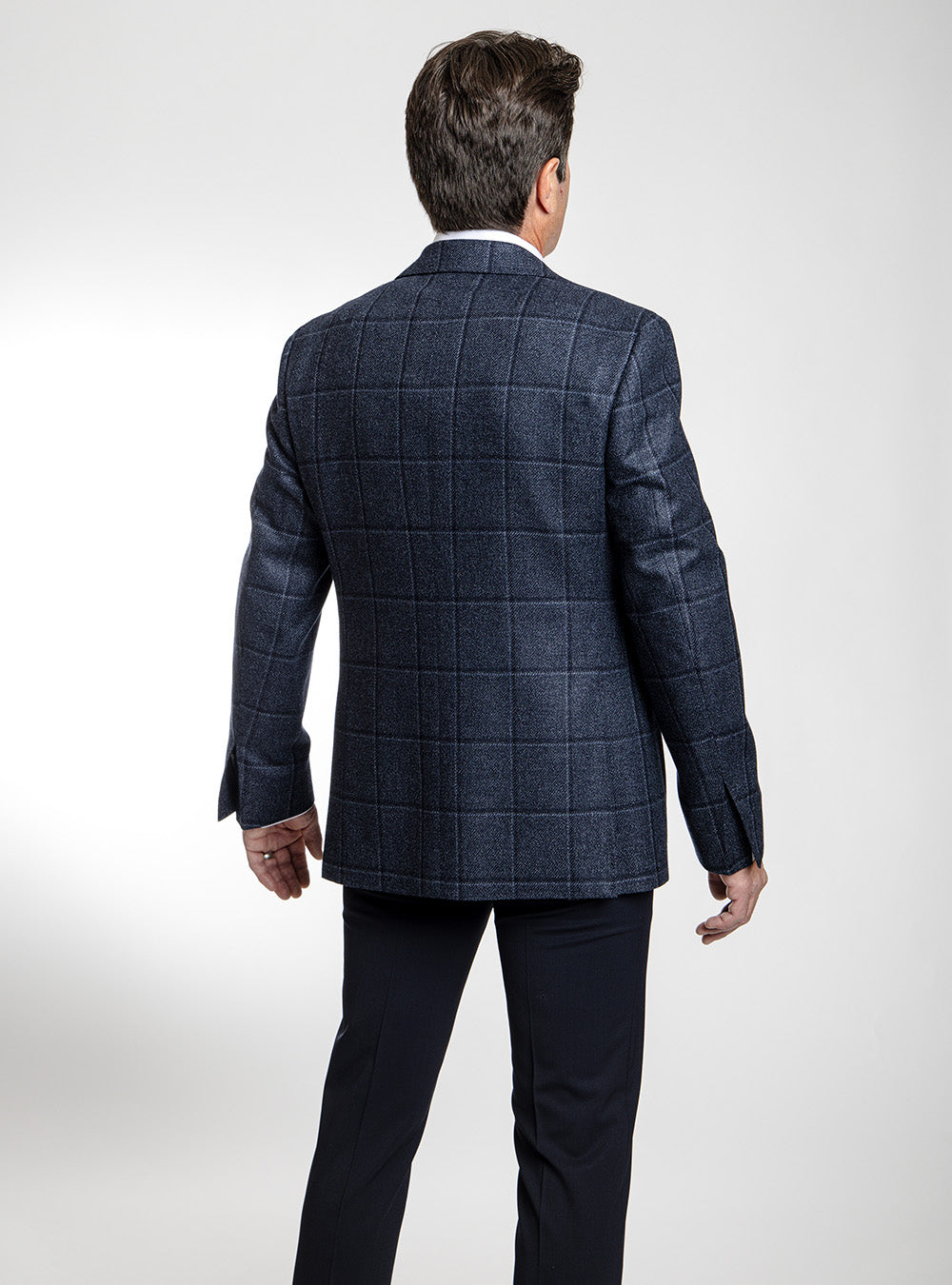 Canali Two-Tone Blue Windowpane Check Sport Jacket