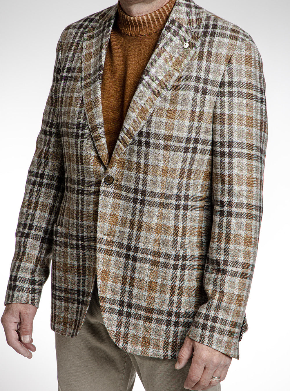 L.B.M. 1911 Dark Brown & Caramel Overcheck Sport Coat