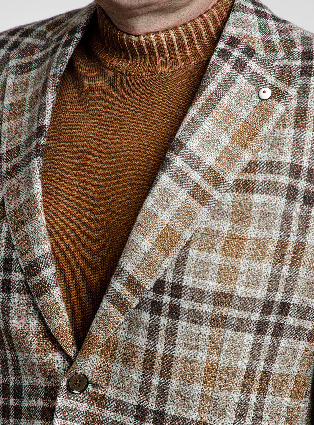 L.B.M. 1911 Dark Brown & Caramel Overcheck Sport Coat