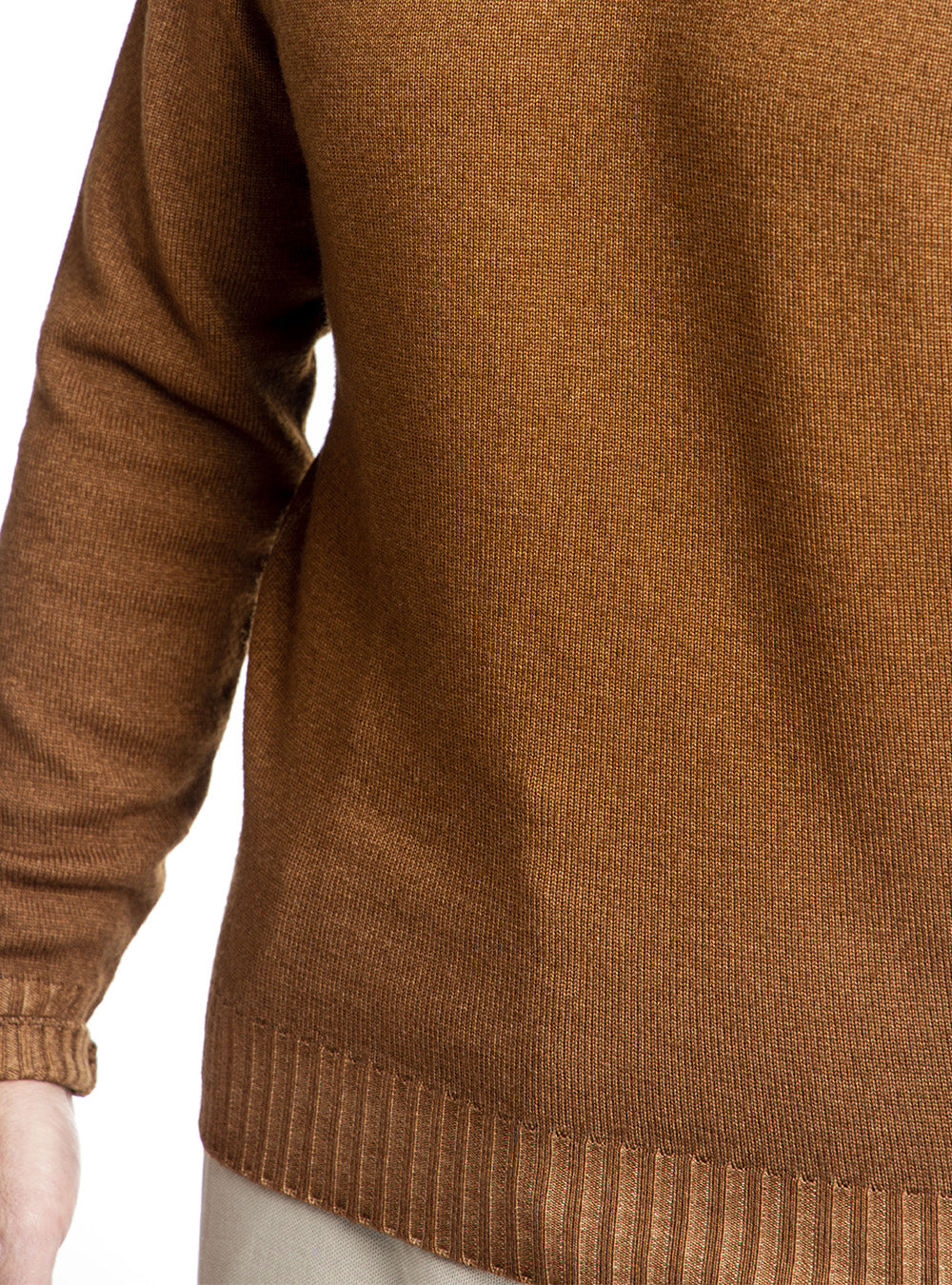 Ferrante Cinnamon Brown Wool Mock Neck Sweater